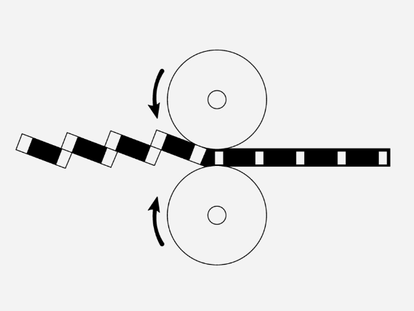 A drawing shows how flattened expanded metal produced.